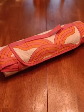 Society 6 Outdoor Beach/Picnic Blanket 70's Inspired Orange & Pink Pattern